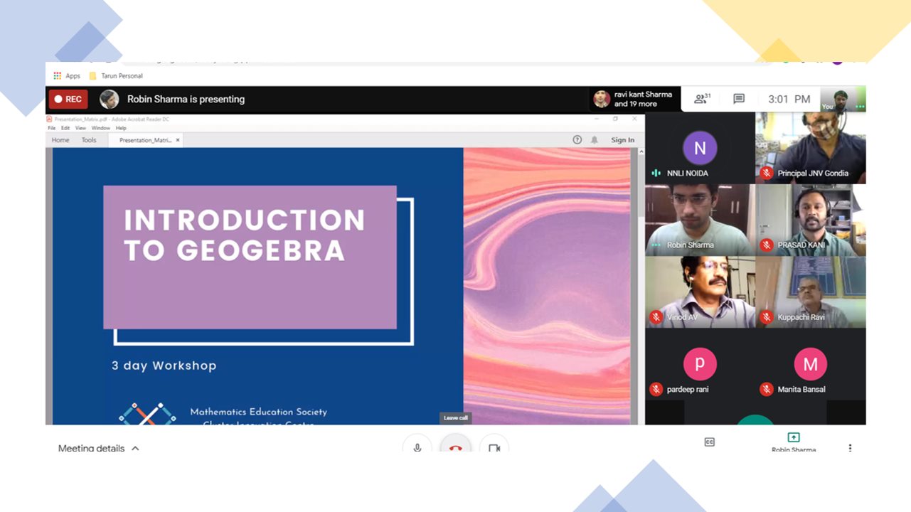 Online three-day introduction to GeoGebra workshop with NVS educators